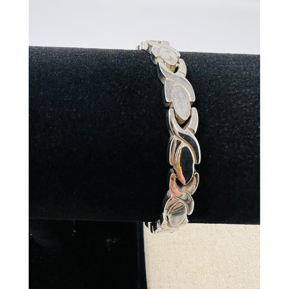 Vintage Mexico 925 Sterling Silver XO Hugs Kisses Link Bracelet 7.5 Inch
